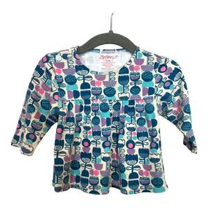 Zutano Blue Purple Floral Babydoll Top Shirt Mod 12 Months Baby Girl 6-12 Tulip